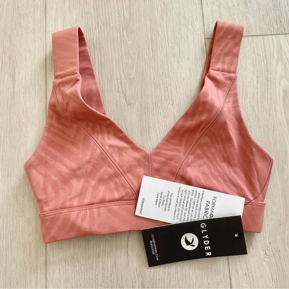 Glyder | Mauve Pink Clay Zebra Gloss Tide Sports Bra New - Picture 5 of 7